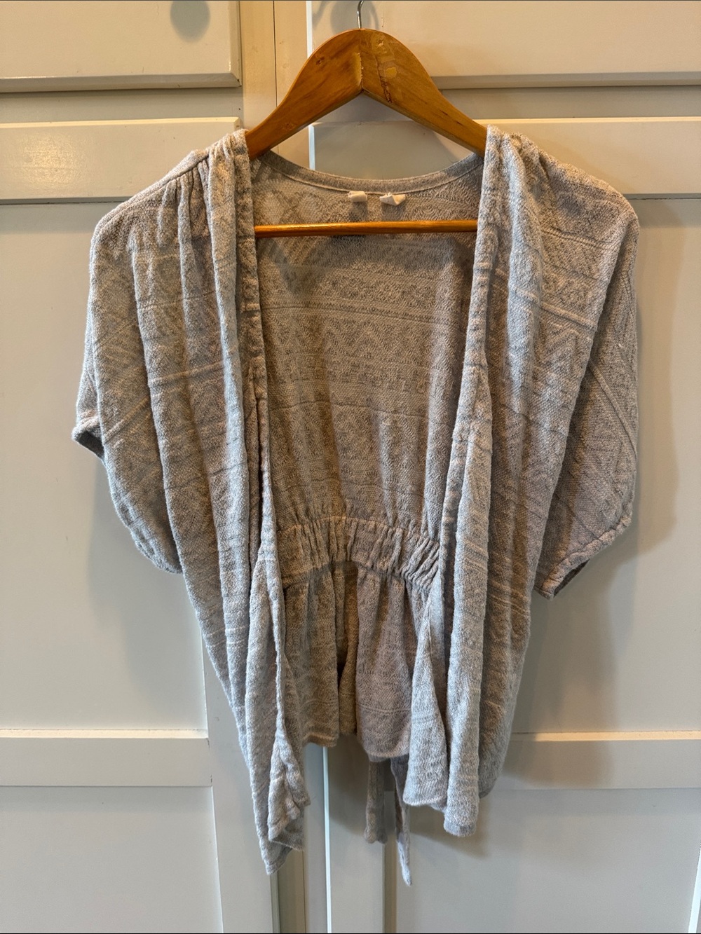 Moth Light Gray Open Front Knit Cardigan